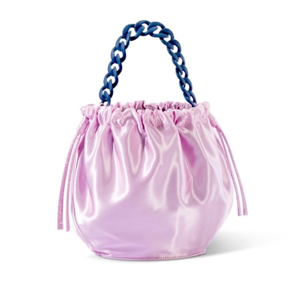 Kika Vargas X Target Slouchy Round Chain Pink Satin Handle Bag